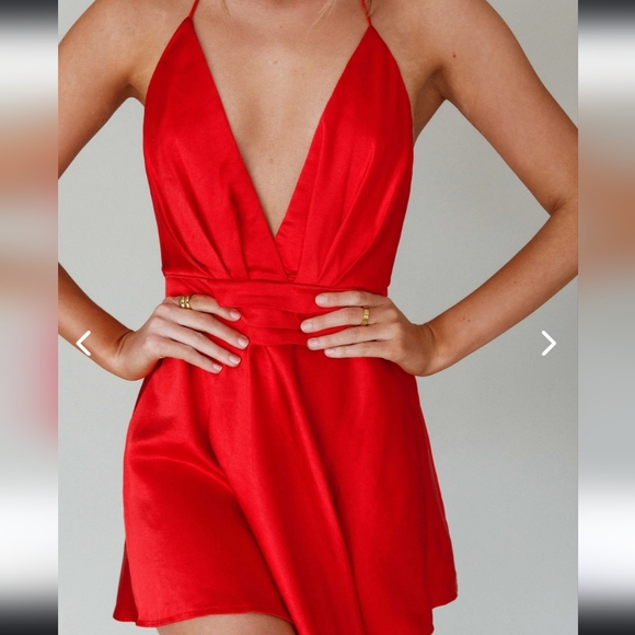 Selfie Leslie Dresses & Skirts - ANGEL BIBA BELLA NOTTE PLUNGING A-LINE MINI DRESS CHERRY